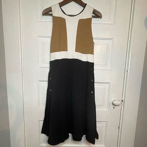 Anthro Maeve Sleeveless Cable Knit Color Block Dress w/ Exposed Zipper